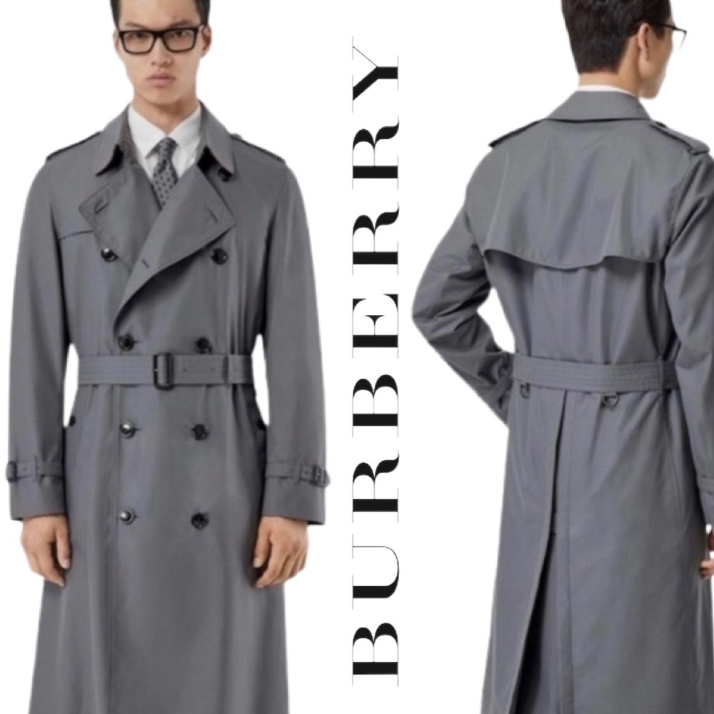 Burberry Double Breasted Grey Trench Coat 44Reg - Picture 1 of 8